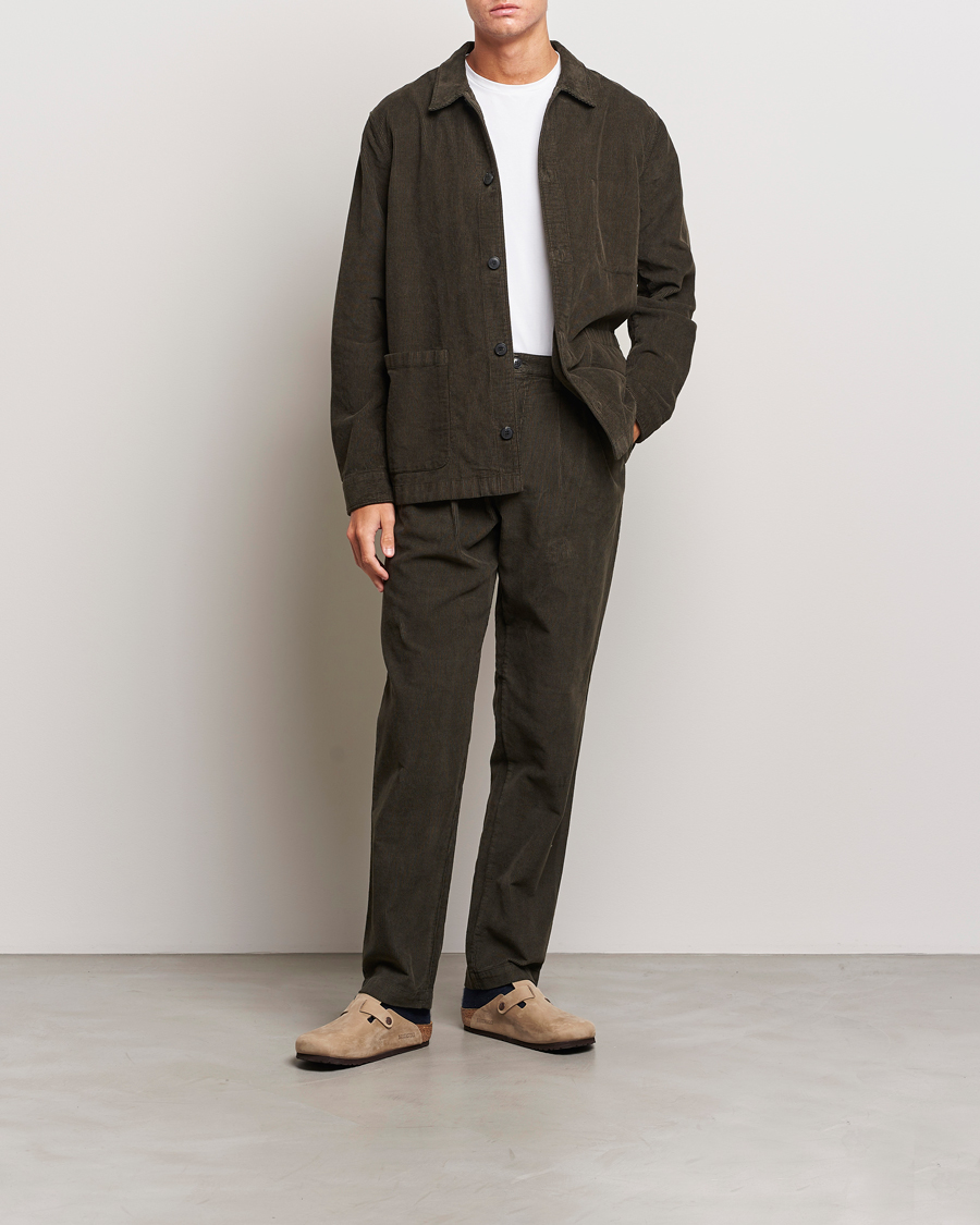 Herre | Bukser | Sunspel | Corduroy Double Pleat Trousers Coffee