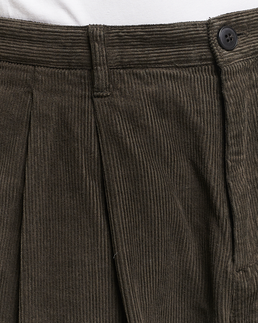 Herre | Bukser | Sunspel | Corduroy Double Pleat Trousers Coffee