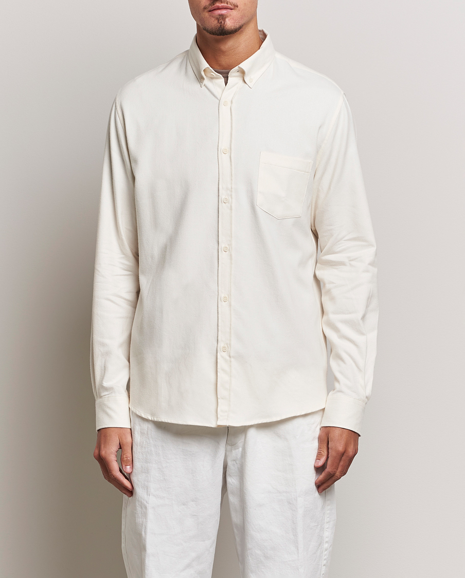 Herre | Skjorter | Sunspel | Brushed Cotton Flannel Shirt Ecru