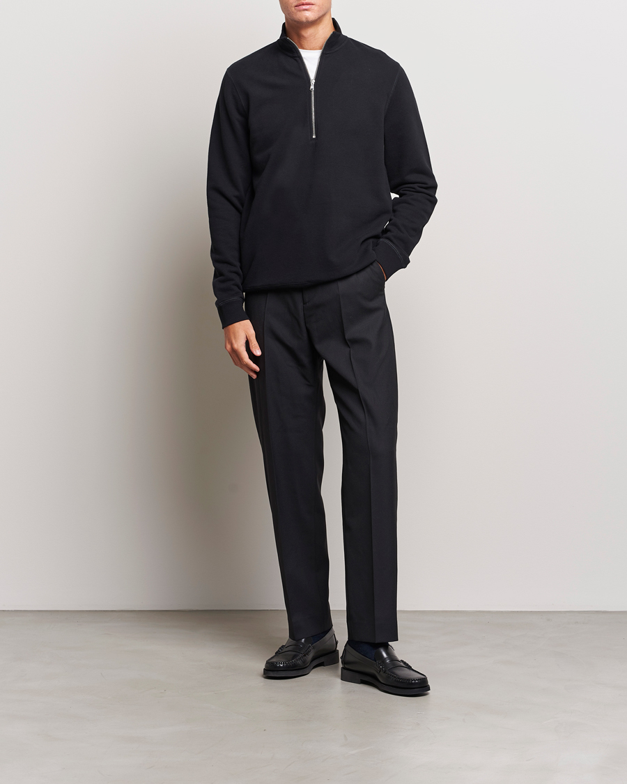 Herre | Gensere | Sunspel | Loopback Half Zip Sweatshirt Black