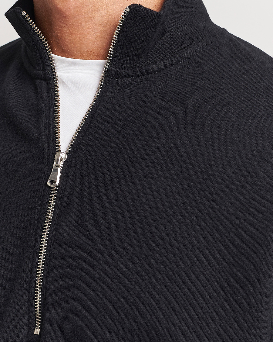 Herre | Gensere | Sunspel | Loopback Half Zip Sweatshirt Black