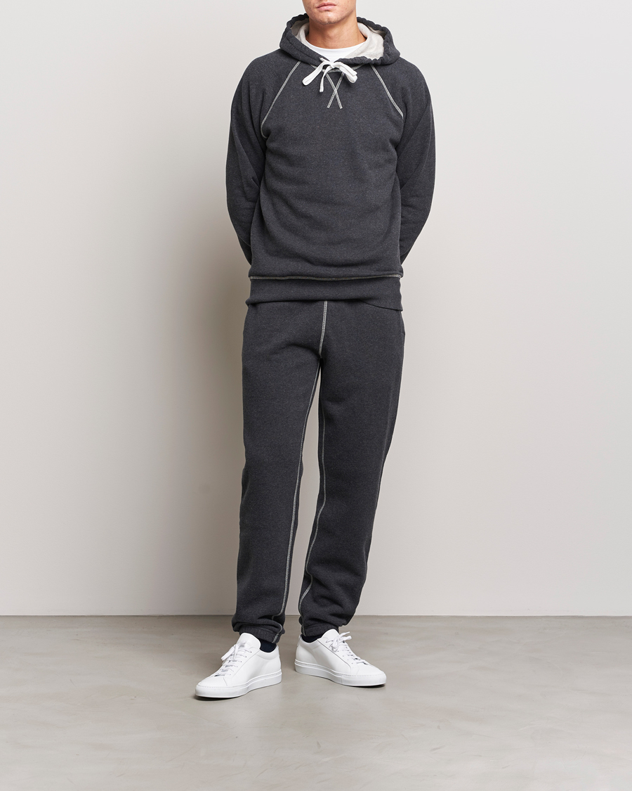 Herre | Gensere | Sunspel | Fleeceback Hoodie Charcoal Melange