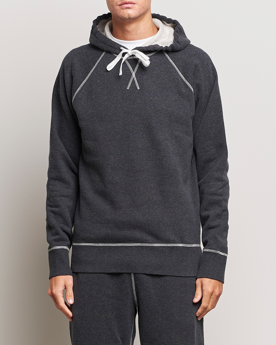 Herre |  | Sunspel | Fleeceback Hoodie Charcoal Melange