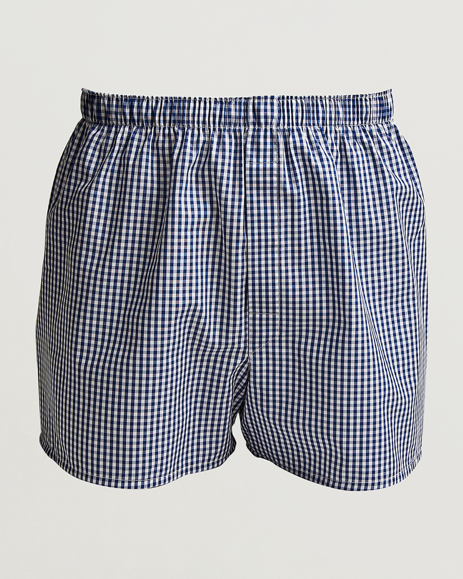 Herre | Undertøy | Sunspel | Cotton Gingham Boxer Navy