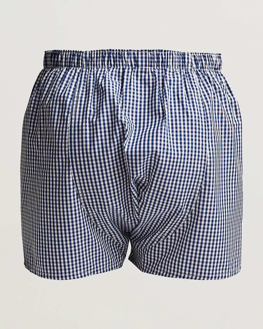 Herre | Undertøy | Sunspel | Cotton Gingham Boxer Navy