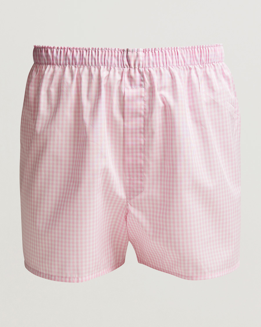 Herre | Undertøy | Sunspel | Cotton Gingham Boxer Pink