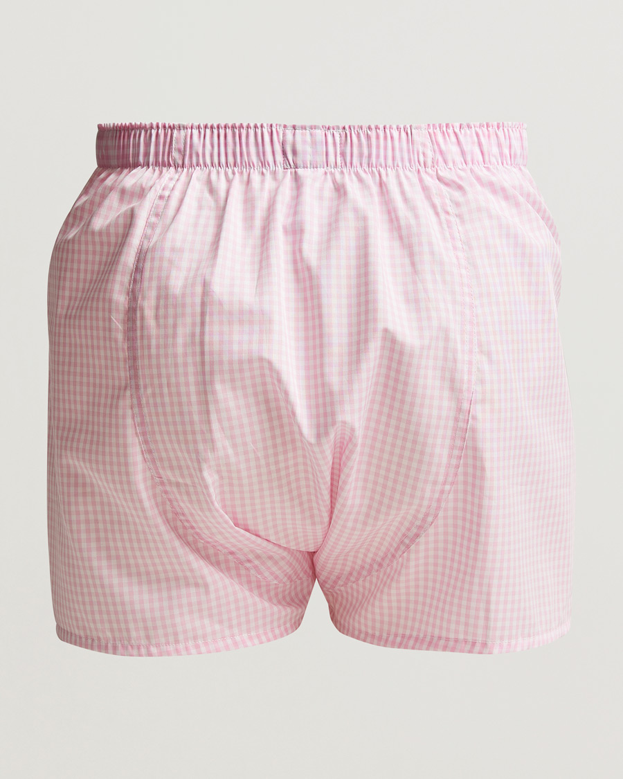 Herre | Undertøy | Sunspel | Cotton Gingham Boxer Pink