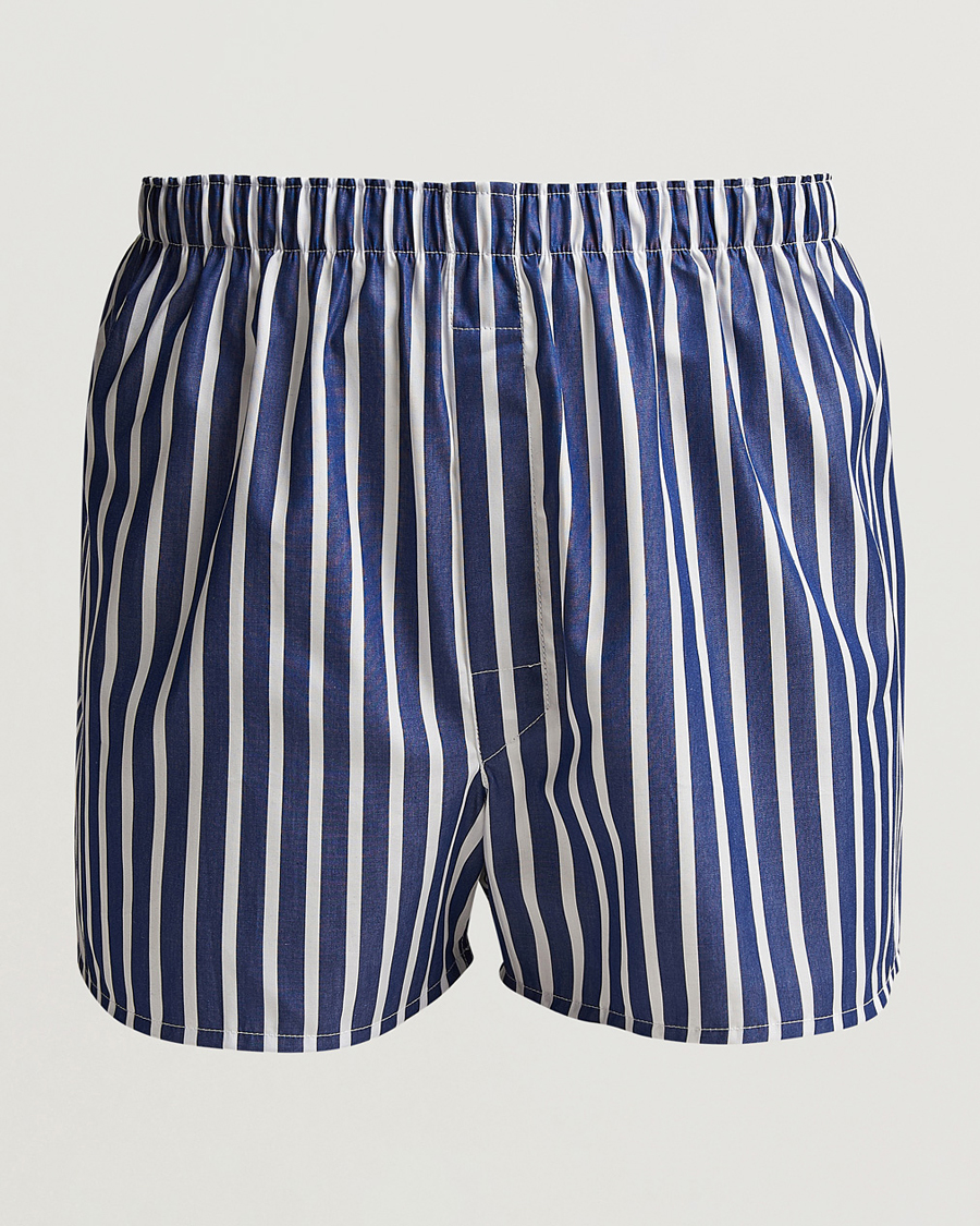 Herre | Undertøy | Sunspel | Cotton Gingham Boxer White/Navy