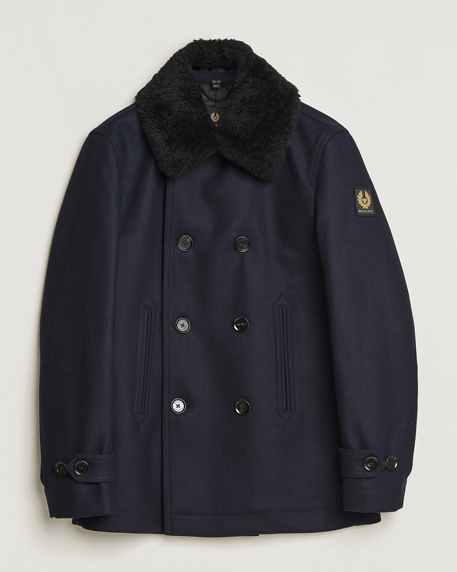 Herre | Jakker | Belstaff | Ashridge Sherling Wool Peacoat Dark Ink