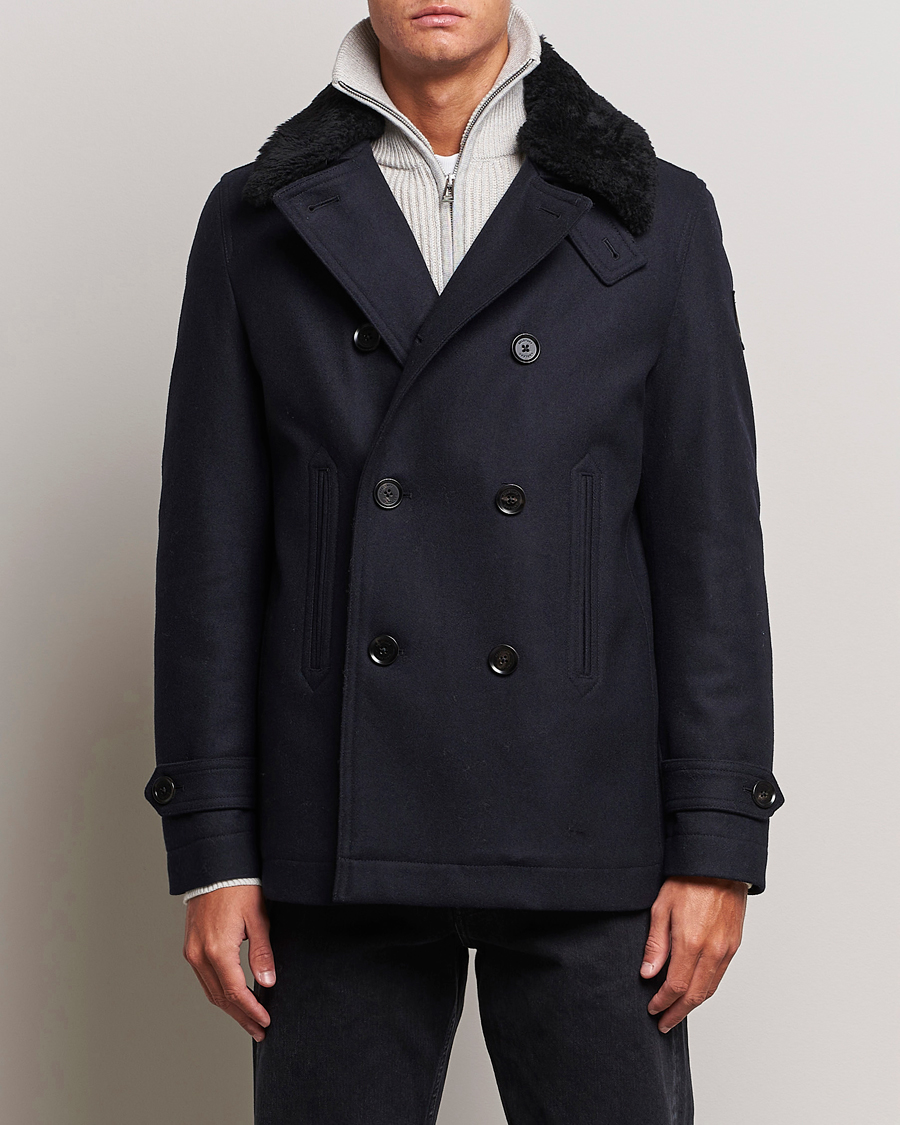 Herre | Jakker | Belstaff | Ashridge Sherling Wool Peacoat Dark Ink