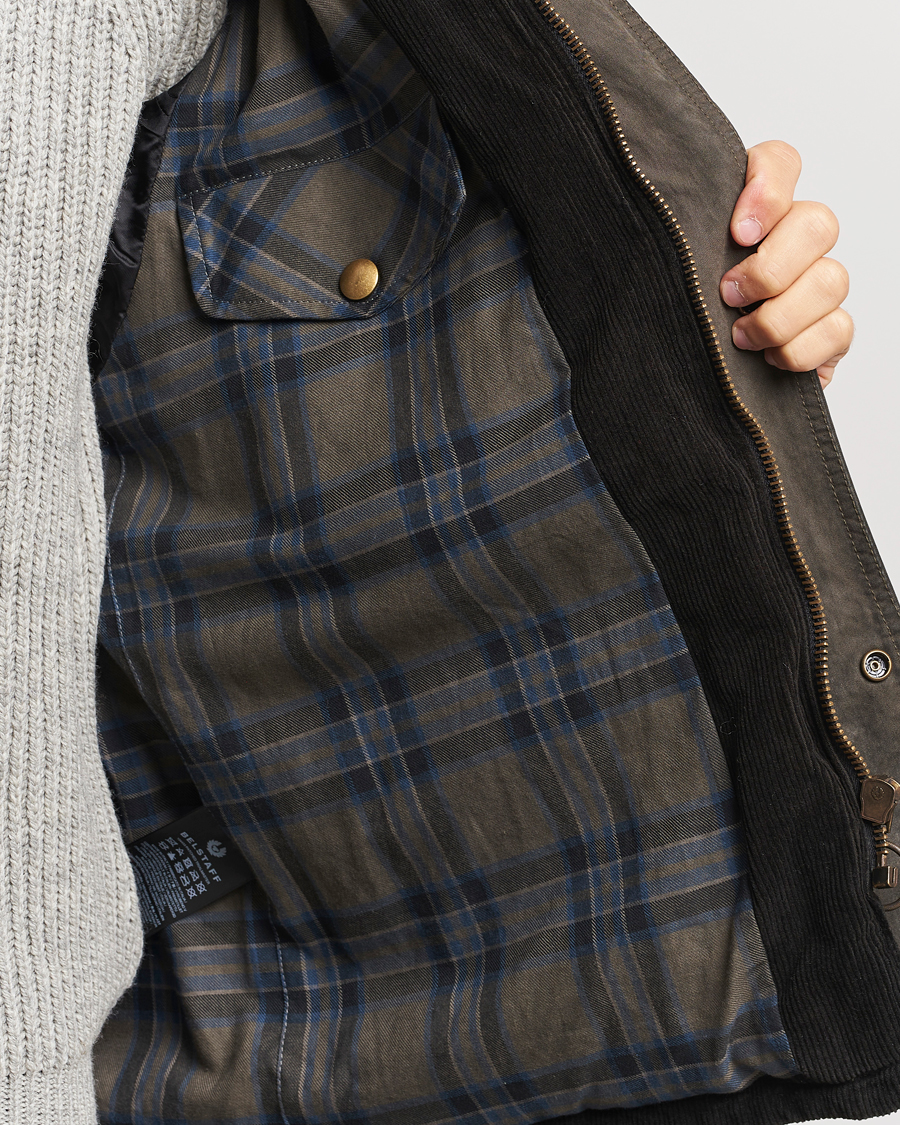 Herre | Jakker | Belstaff | Patched Washed Waxed Trailmaster Fossil
