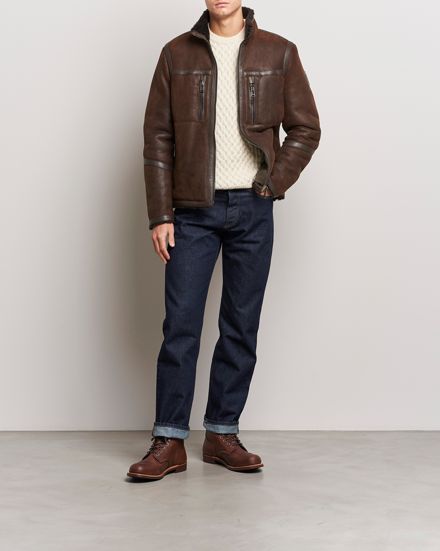 Herre | Jakker | Belstaff | Tundra Sherling Leather Jacket Earth Brown