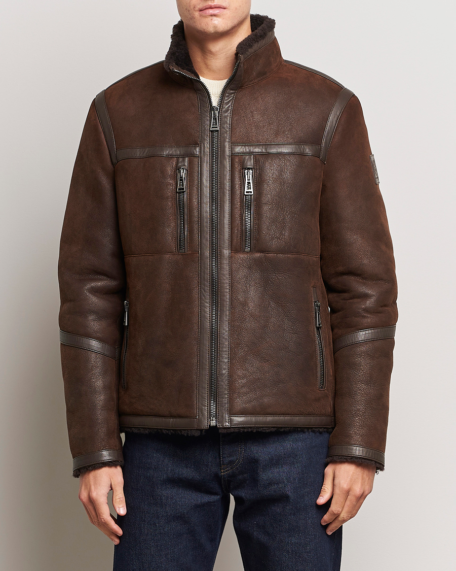 Herre | Belstaff | Belstaff | Tundra Sherling Leather Jacket Earth Brown