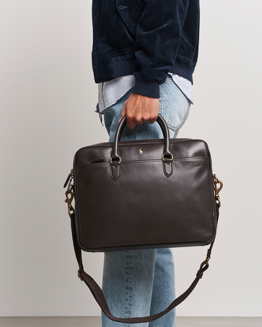 Herre | Vesker | Polo Ralph Lauren | Leather Commuter Bag Dark Brown