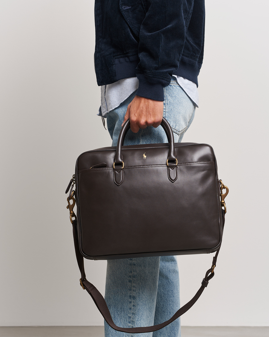 Herre | Dokumentvesker | Polo Ralph Lauren | Leather Commuter Bag Dark Brown