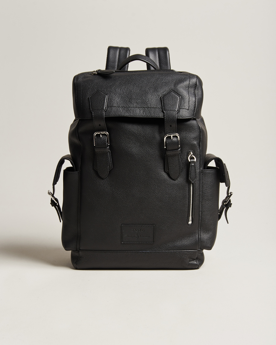 Herre | Polo Ralph Lauren Flap Leather Backpack Black | Polo Ralph Lauren | Flap Leather Backpack Black