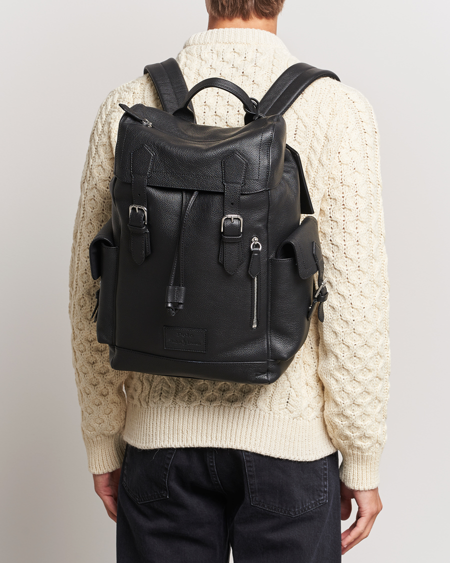Herre | Polo Ralph Lauren Flap Leather Backpack Black | Polo Ralph Lauren | Flap Leather Backpack Black