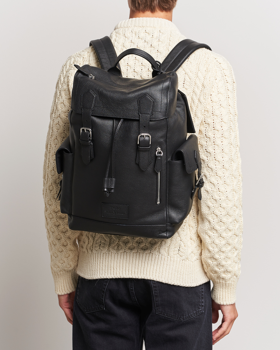 Herre |  | Polo Ralph Lauren | Flap Leather Backpack Black