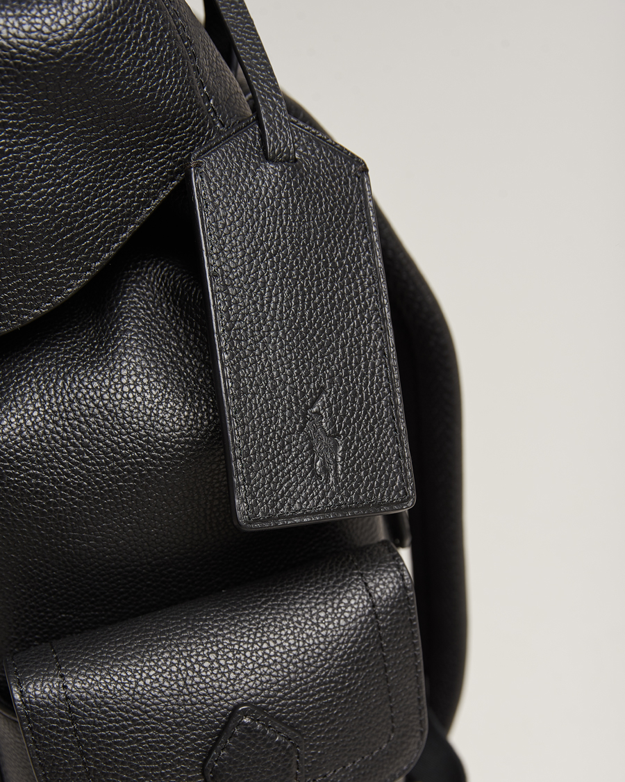 Herre | Polo Ralph Lauren Flap Leather Backpack Black | Polo Ralph Lauren | Flap Leather Backpack Black