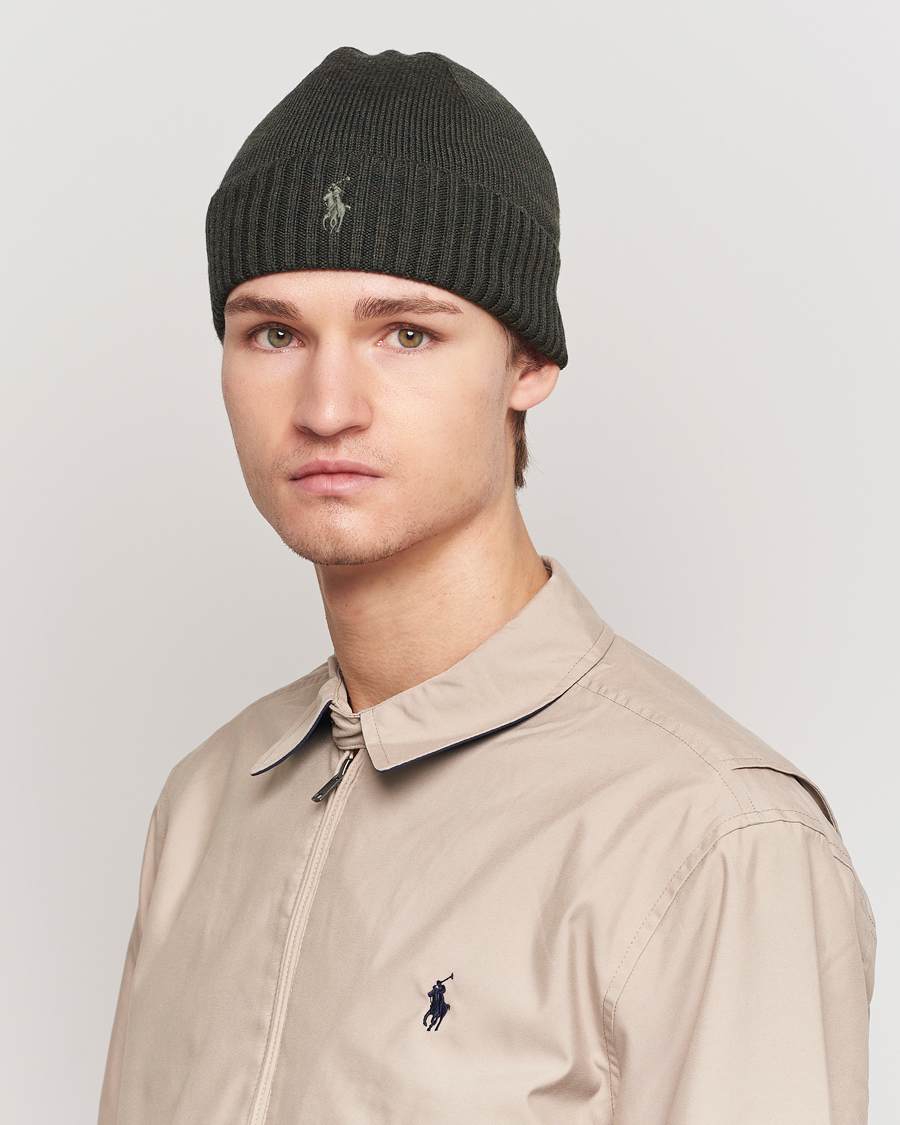 Herre | Polo Ralph Lauren Merino Wool Beanie Olive Heather | Polo Ralph Lauren | Merino Wool Beanie Olive Heather