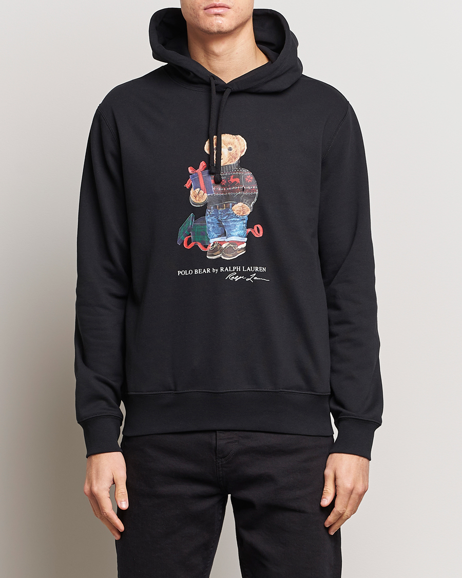 Herre |  | Polo Ralph Lauren | Printed Denim Bear Hoodie Black