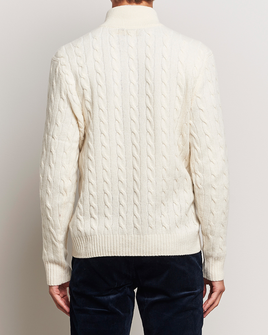Herre | Gensere | Polo Ralph Lauren | Wool/Cashmere Cable Half Zip Andover Cream