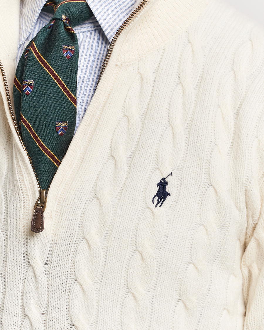 Herre | Gensere | Polo Ralph Lauren | Wool/Cashmere Cable Half Zip Andover Cream
