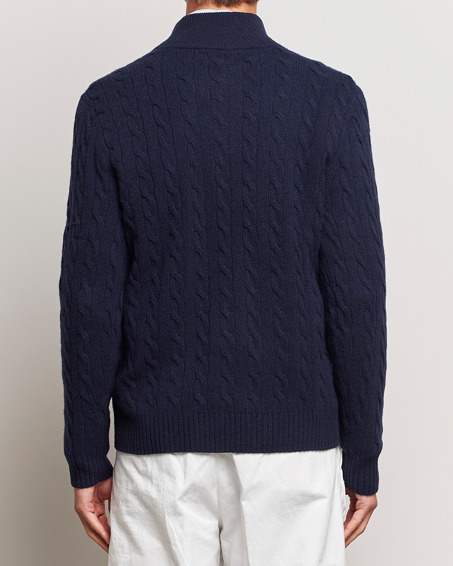 Herre | Gensere | Polo Ralph Lauren | Wool/Cashmere Cable Half Zip Hunter Navy