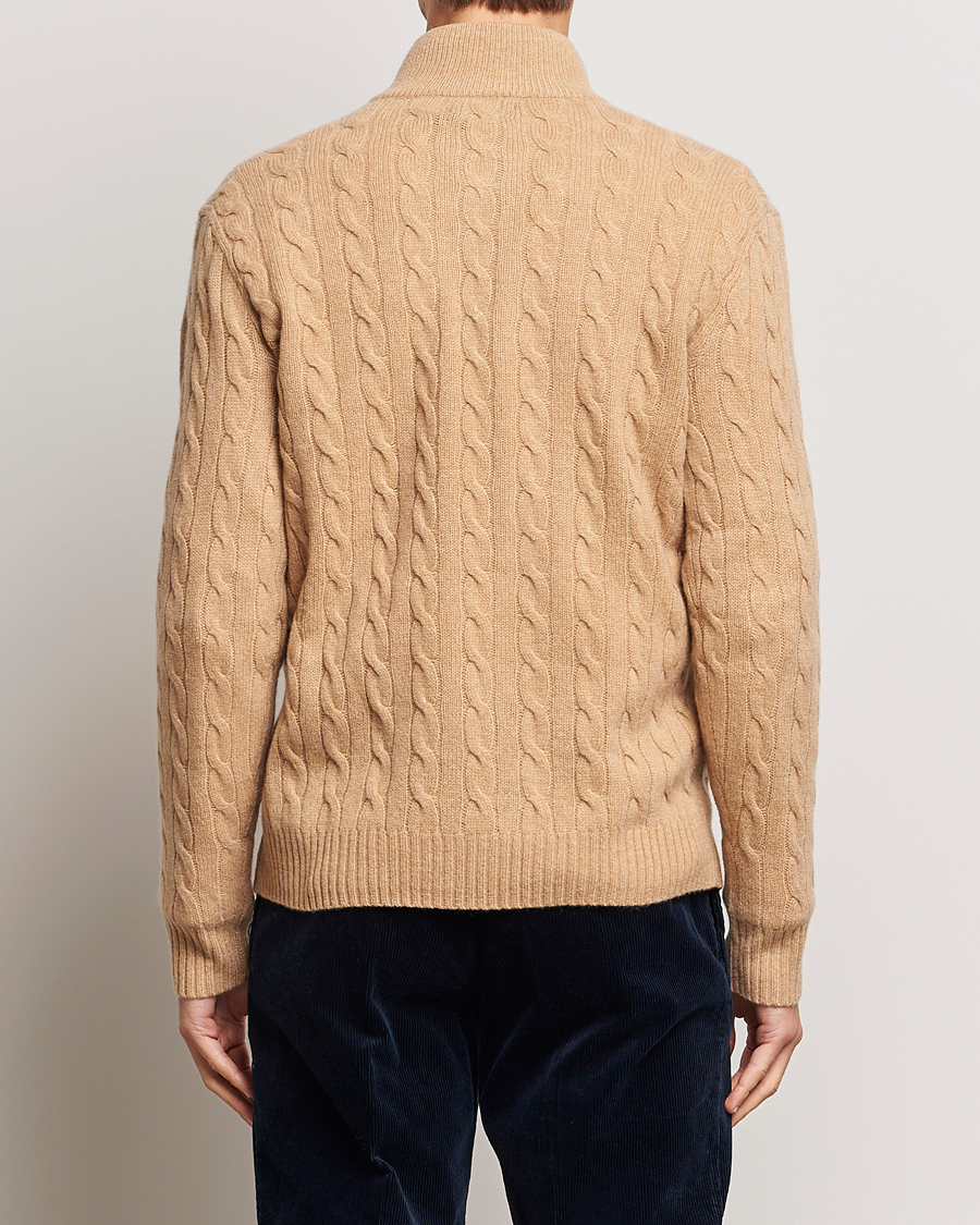 Herre | Gensere | Polo Ralph Lauren | Wool/Cashmere Cable Half Zip Camel Melange