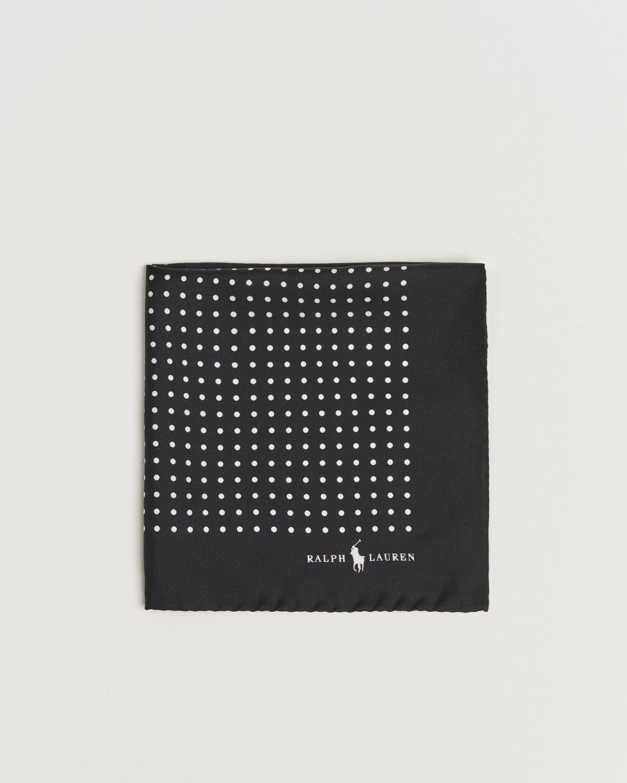 Herre | Polo Ralph Lauren Silk Dot Pocket Square Black/White | Polo Ralph Lauren | Silk Dot Pocket Square Black/White