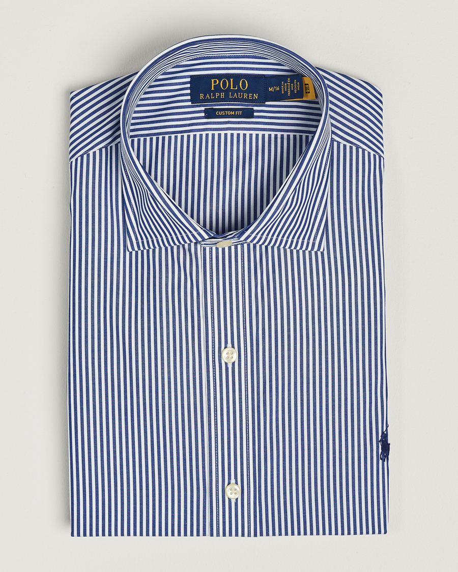 Herre | Businesskjorter | Polo Ralph Lauren | Poplin Striped Dress Shirt Royal/White