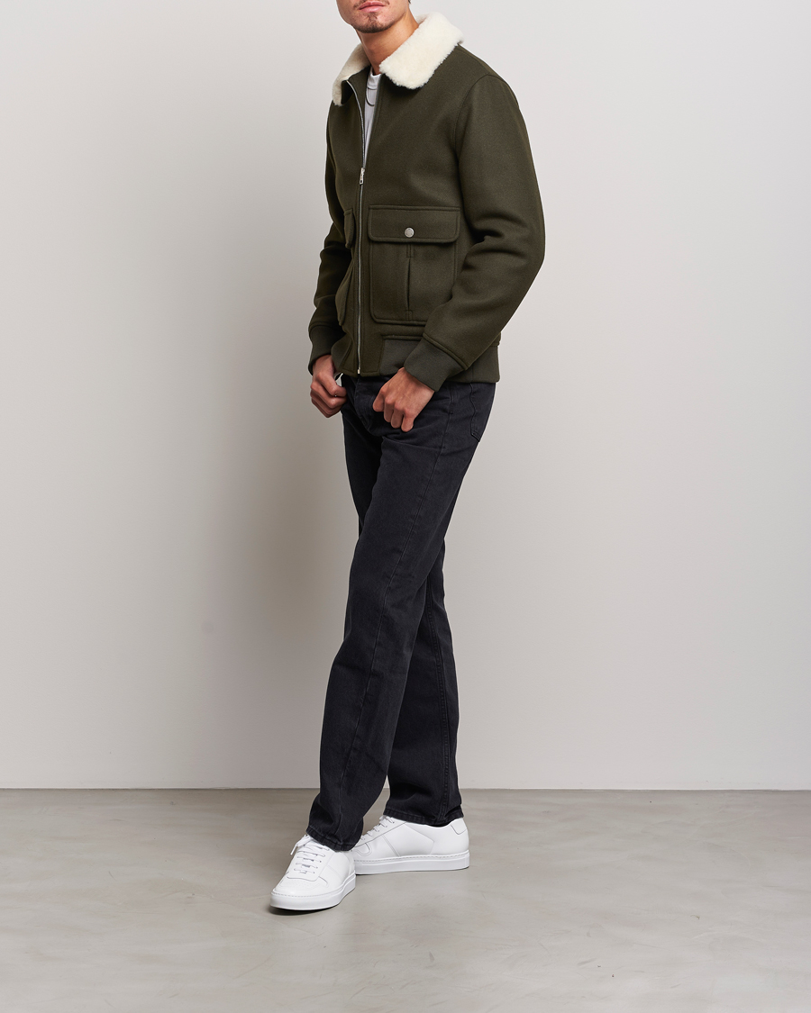 Herre | Jakker | A.P.C. | Ben Shearling Bomber Jacket Dark Green