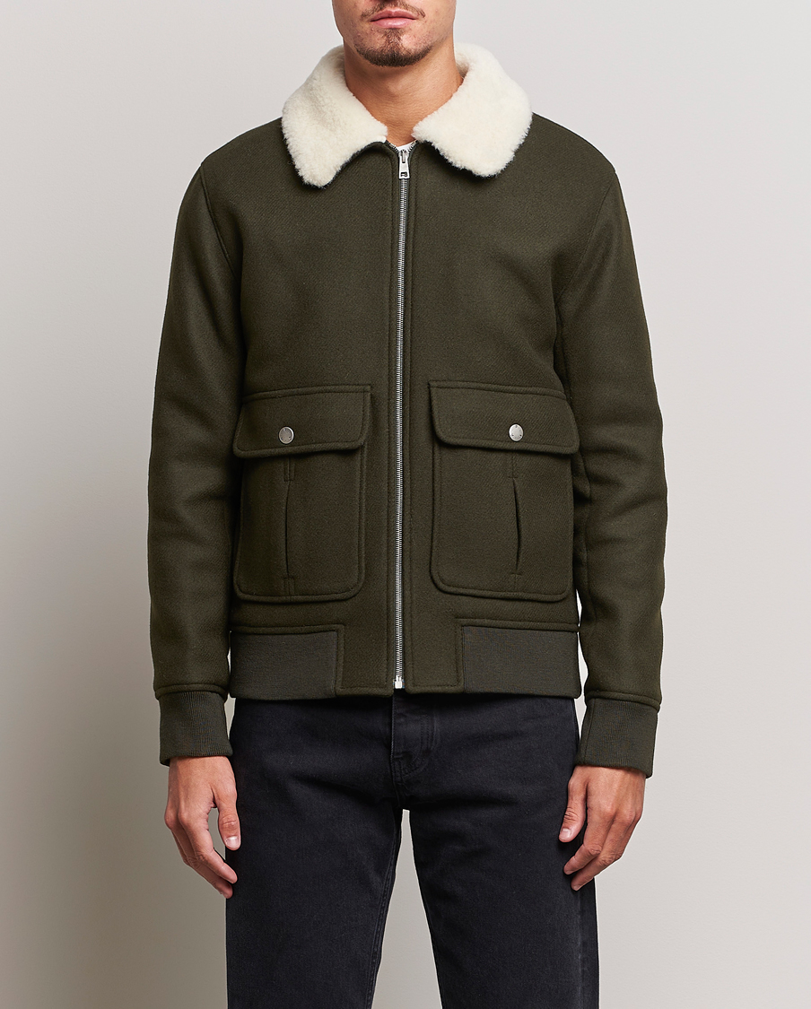 Herre | A.P.C. | A.P.C. | Ben Shearling Bomber Jacket Dark Green