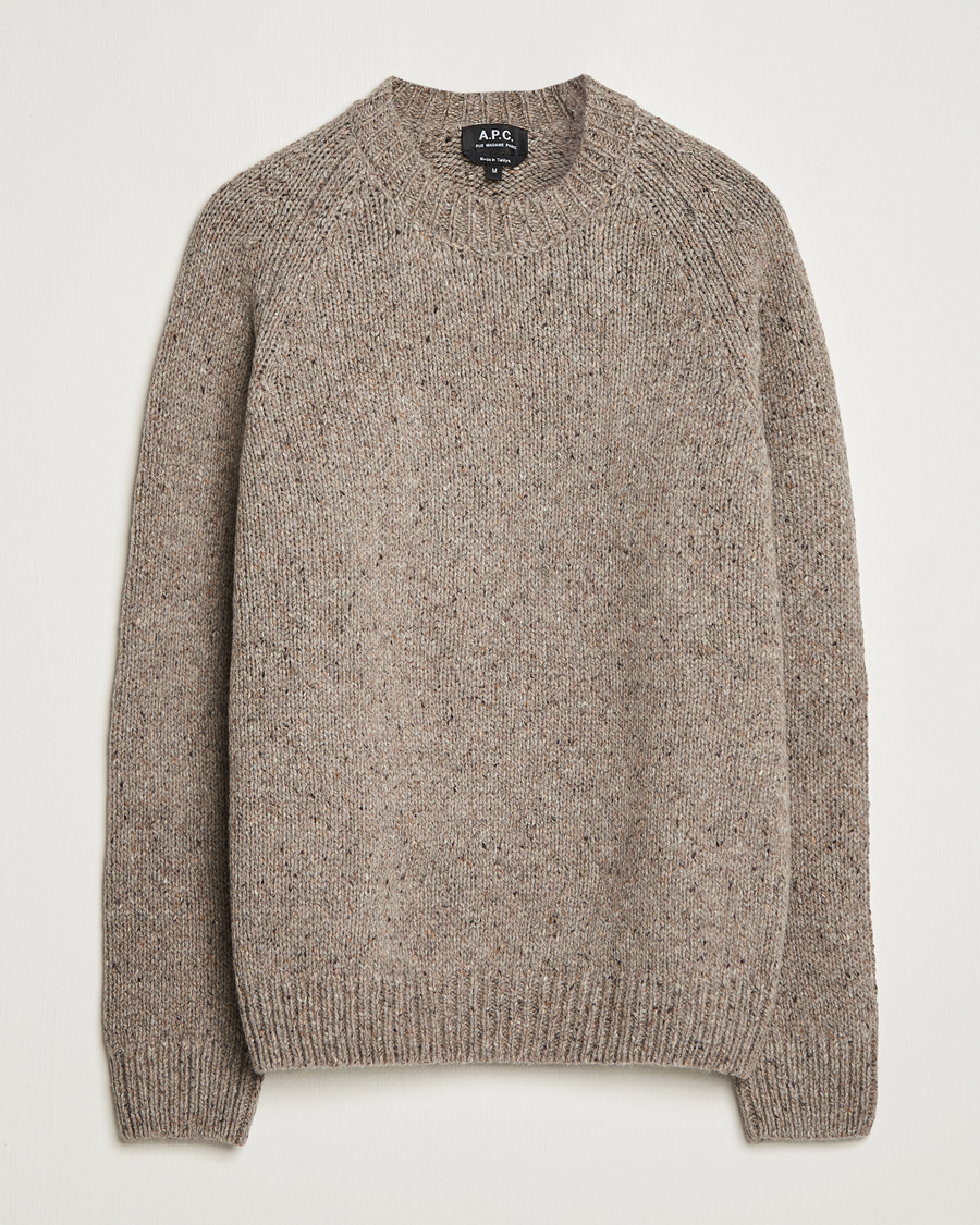 Herre | Gensere | A.P.C. | Harris Wool Knitted Crew Neck Sweater Taupe