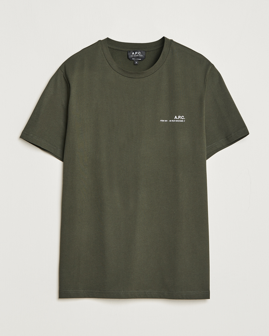 Herre | T-Shirts | A.P.C. | Item Short Sleeve T-Shirt Kaki