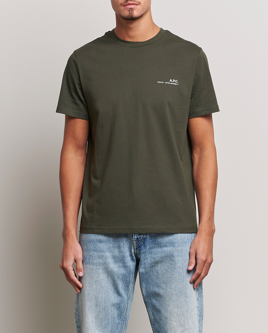 Herre | | A.P.C. | Item Short Sleeve T-Shirt Kaki