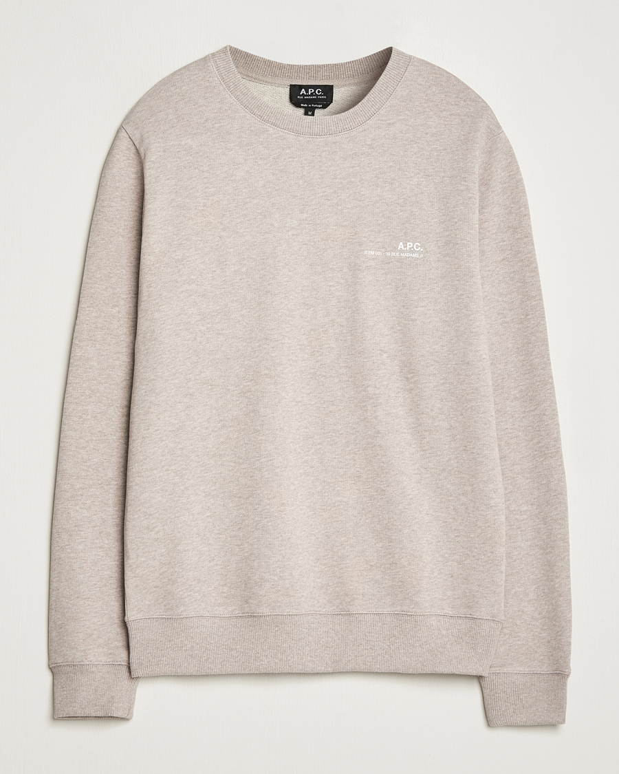 Herre | Gensere | A.P.C. | Item Crew Neck Sweatshirt Beige Chine