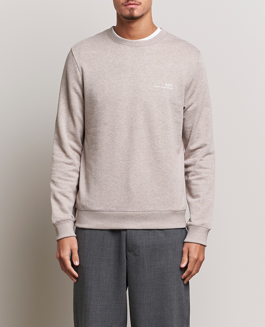 Herre | Gensere | A.P.C. | Item Crew Neck Sweatshirt Beige Chine