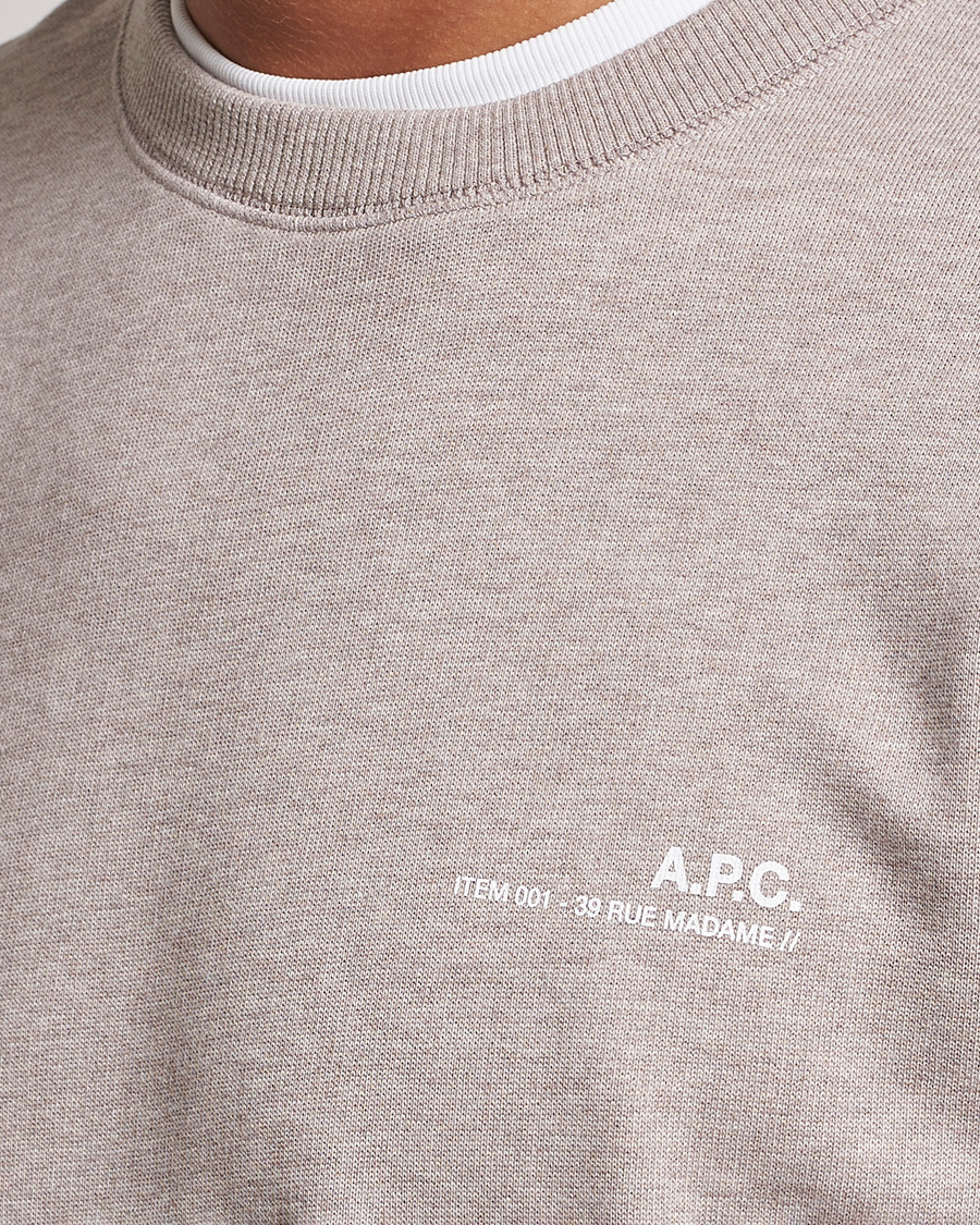 Herre | Gensere | A.P.C. | Item Crew Neck Sweatshirt Beige Chine