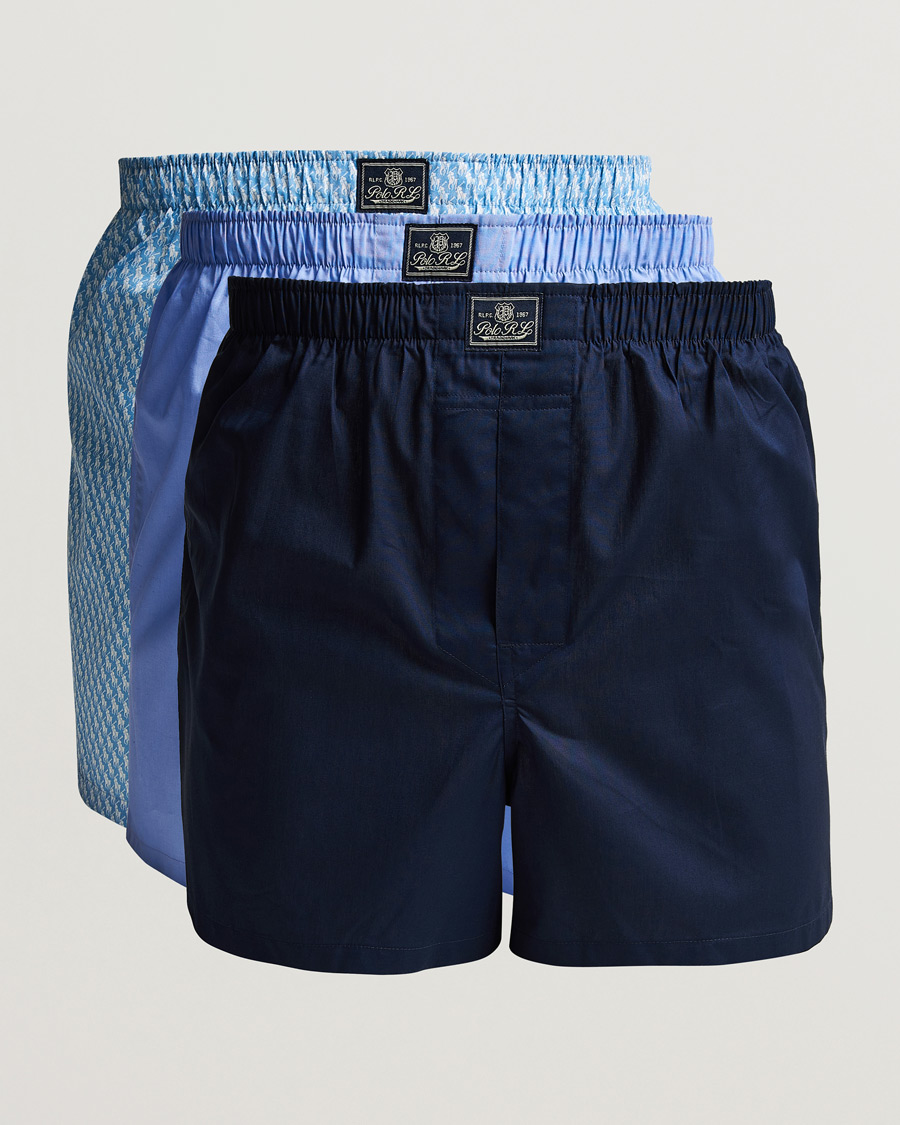 Herre | | Polo Ralph Lauren | 3-Pack Woven Boxer Blue