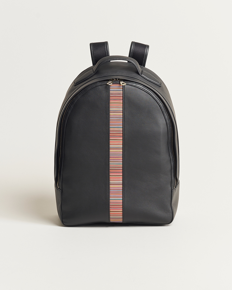Herre |  | Paul Smith | Leather Stripe Backpack Black