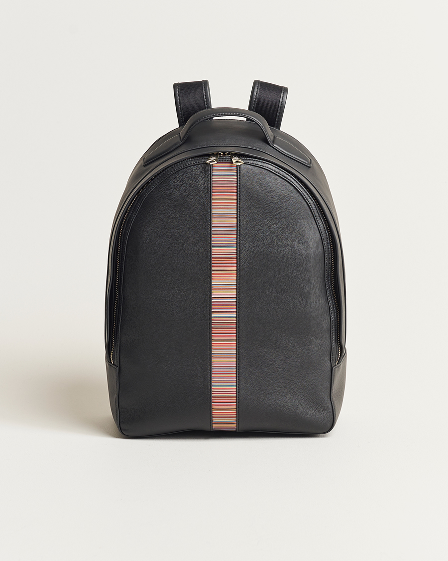 Herre | | Paul Smith | Leather Stripe Backpack Black