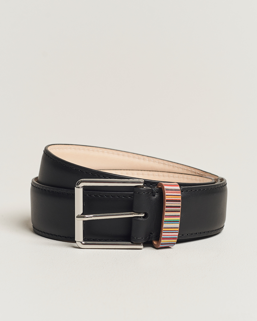 Herre | Belter | Paul Smith | Leather Stripe Belt Black