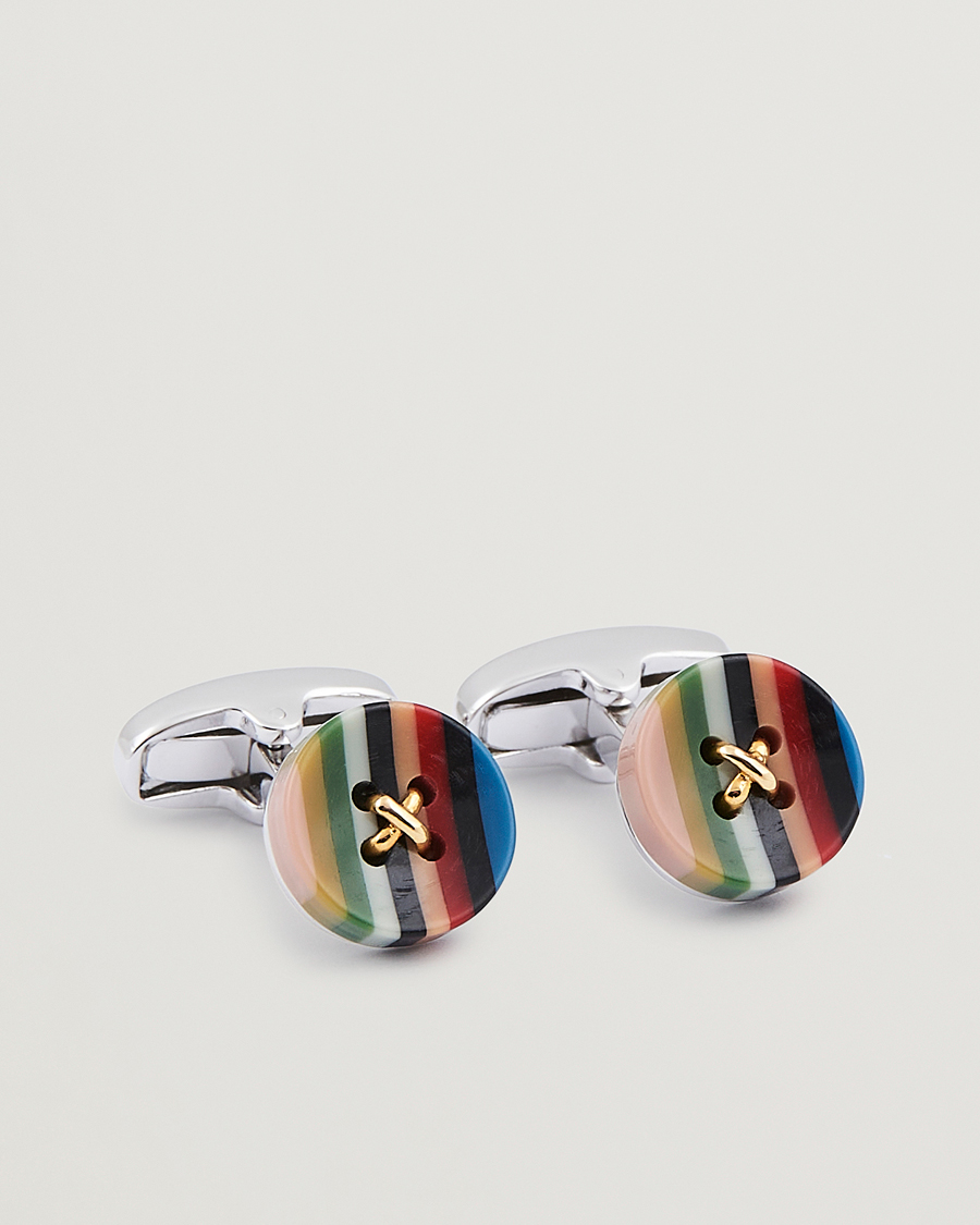 Herre | | Paul Smith | Button Stripe Cufflink Silver