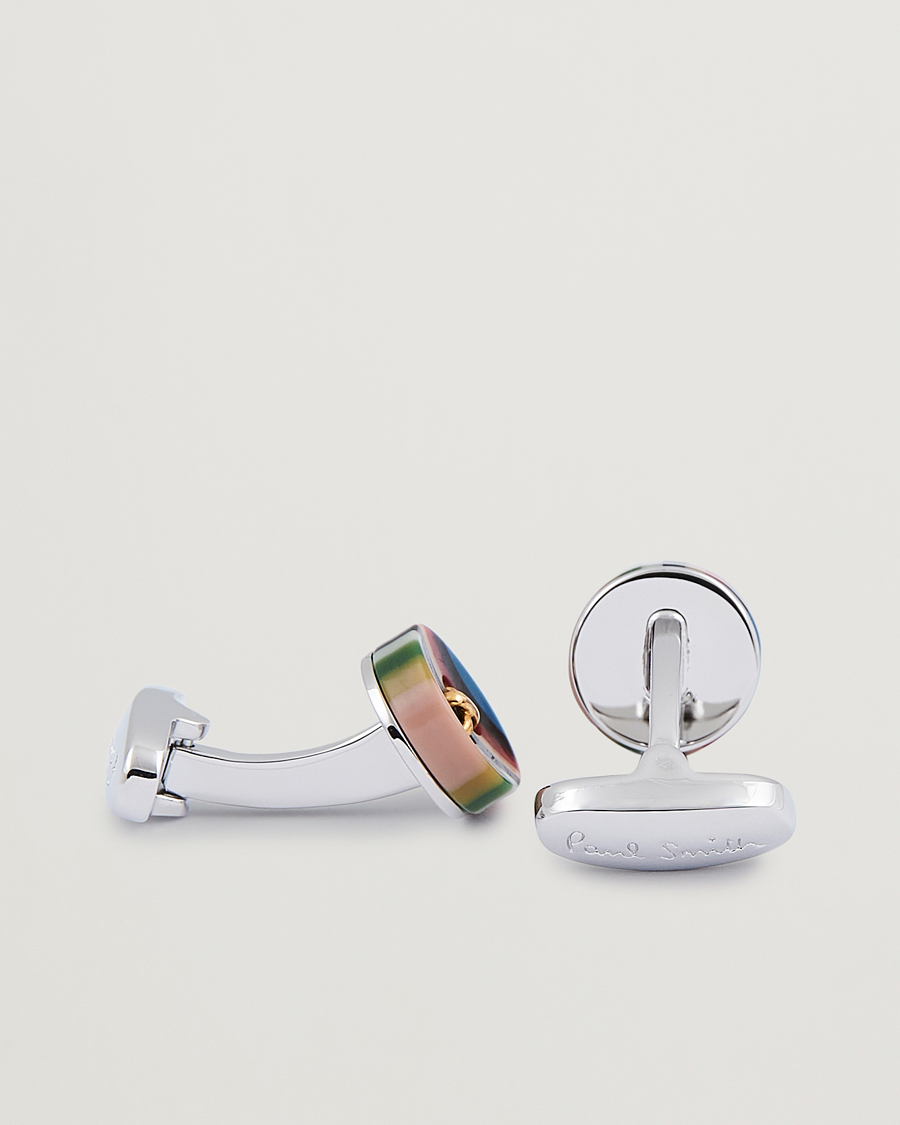 Herre | | Paul Smith | Button Stripe Cufflink Silver