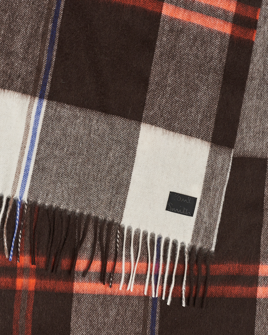 Herre | Paul Smith Lambswool Checked Scarf Brown Multi | Paul Smith | Lambswool Checked Scarf Brown Multi
