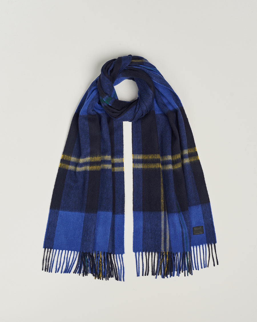 Herre | Paul Smith Lambswool Checked Scarf Blue Multi | Paul Smith | Lambswool Checked Scarf Blue Multi