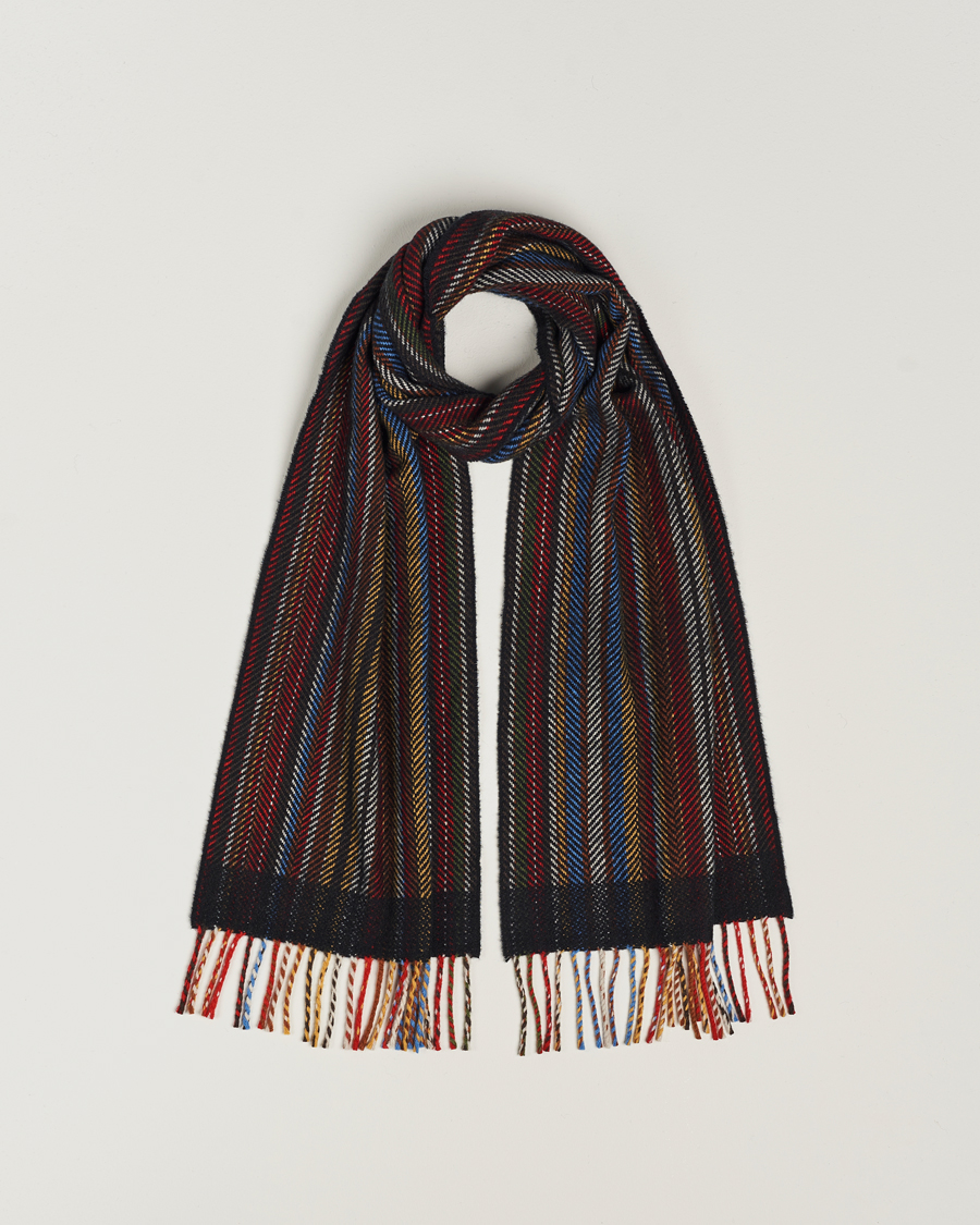 Herre | Paul Smith Wool/Cashmere Stripe Herringbone Scarf Multi | Paul Smith | Wool/Cashmere Stripe Herringbone Scarf Multi