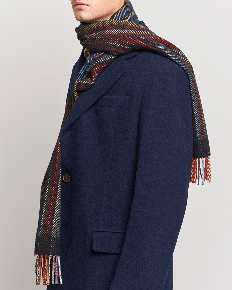 Herre | Paul Smith Wool/Cashmere Stripe Herringbone Scarf Multi | Paul Smith | Wool/Cashmere Stripe Herringbone Scarf Multi