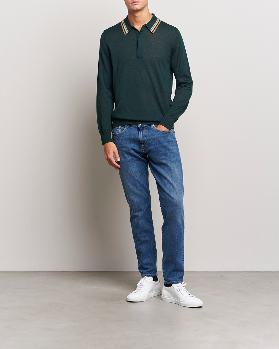 Herre | Gensere | Paul Smith | Wool/Silk Knitted Polo Dark Green
